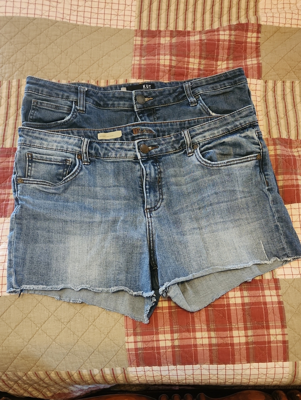 2 Pair Deal! - Kut from the Kloth Light and Medium Blue Denim Cutoff Shorts